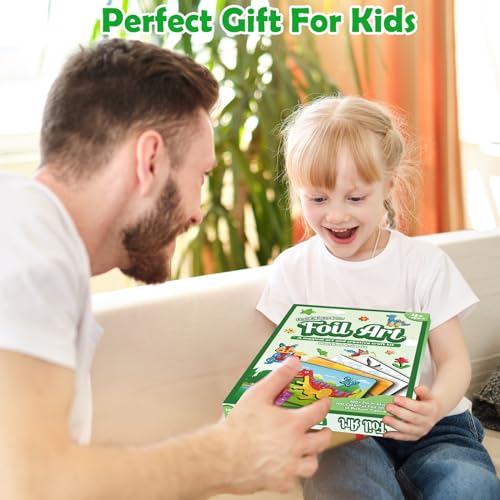 ZMLM Art Craft Activity for Kid - Foil Art Dinosaur & Animal Travel Toys, No Mess Art Kit & Supply Game, DIY Creative Sticker Craft Set, Idea Birthday Gift for 4 5 6 7 8 9 Year Old Boy Girl