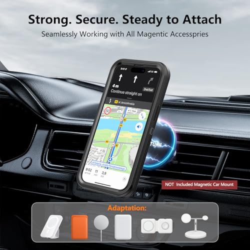 TUTUKII for iPhone 13 Case, iPhone 14 case and iPhone 15 Case【Defender with Magsafe】 3-Layer Full Body Heavy Duty Protection Shockproof DustProof Protective Magnetic Phone Case Cover 6.1" Black