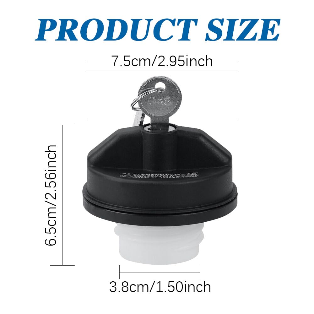 Fuel Tank Filler Cap, Locking Gas Cap, Fuel Cap with Key, Locking Fuel Tank Cap, Car Accessories Gas Tank Cap Replacement for Toyota Camry Tacoma 4Runner Avalon, Replaces #77300-47020, 10504