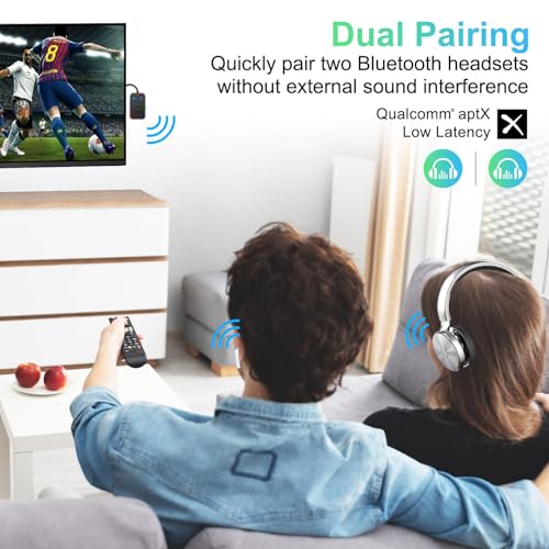 2024 Upgraded Pro Airplane Bluetooth 5.4 Transmitter for All Headphones, aptX LL, Supports 2 Headphones/AirPods, Wireless Audio Adapter for in-Flight, TV, Gym, Tablets,Metal Frame