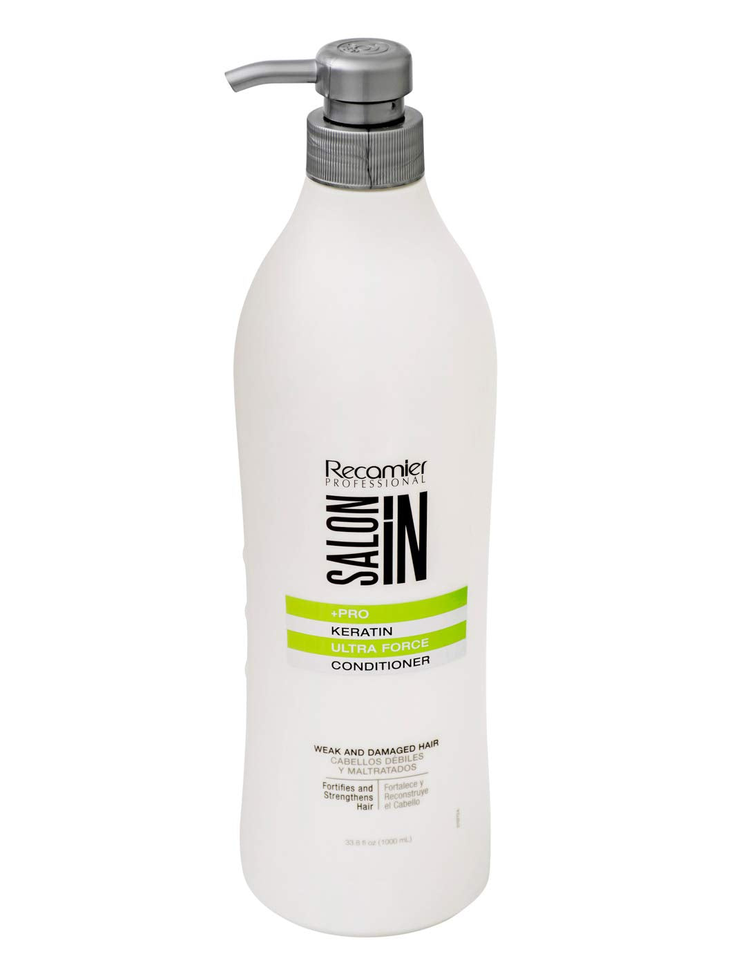 Recamier Saloon In Keratin Ultra Force Shampoo & Conditioner Set Weak & Damaged Hair | SalonIn Champú y Tratamiento Cabellos Débiles y Maltratados Kit 33.8Oz-1000ml