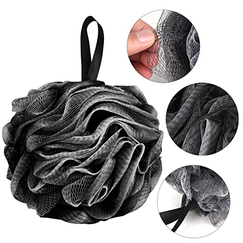 Fu Store 4-Pack Bath Sponges Shower Loofahs 50g Mesh Balls Sponge for Body Wash Bathroom Men Women - 4pcs Scrubber Cleaning Loofah (50g Black)