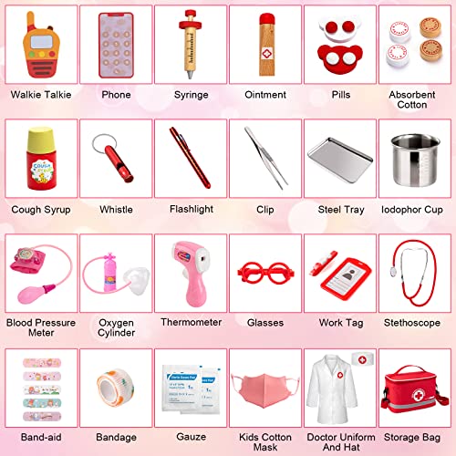 EFO SHM Doctor Kit for Kids, 34 Pcs Kids Doctor Playset kit for Toddlers 3-5 with Medical Storage Bag & Real Stethoscope, for Boys and Girls Fun Role Playing Game, Doctor Play for Kids Toddlers