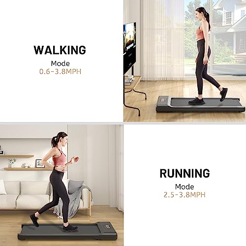 MJWW Smart Walking Pad, 2 in 1 Portable Treadmill for Home Small, Compact Under Desk Treadmill with Remote Control LED Display