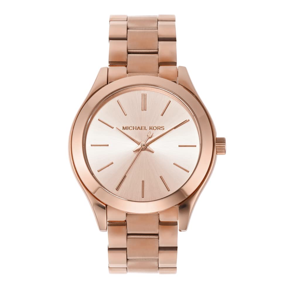 Michael Kors Watch, Slim Runway Three-Hand Rose Gold-Tone Stainless Steel Women's Watch