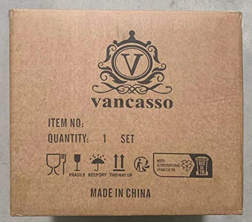 vancasso Stern Blue Dinner Set Square Reactive Glaze Tableware 12 Pieces Kitchen Dinnerware Stoneware Crockery Set with Dinner Plate, Dessert Plate, Bowl Service for 4