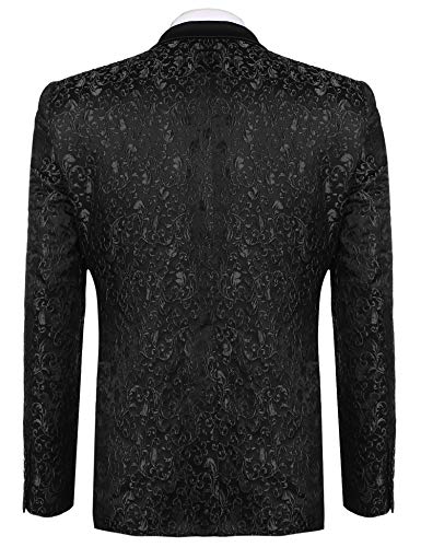 COOFANDY Men's Tuxedo Jacket Paisley Wedding Blazer One Button Dress Suit Jackets for Dinner,Prom,Party