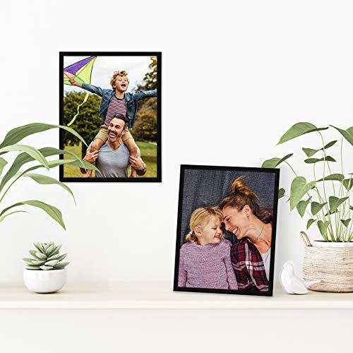 Americanflat 8.5x11 Picture Frame with Shatter-Resistant Glass - Streamline Collection - Thin Border Photo Frame for Wall and Tabletop Display - Hanging Hardware and Easel Back Included - Black