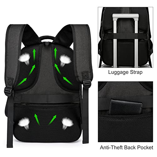 Liokesa Laptop Backpack for Men Women, School Backpacks for Teen Boys Girls, Black Backpack with USB Charging Port, 15.6 Inch Water Resistant College Bookbag Daypack