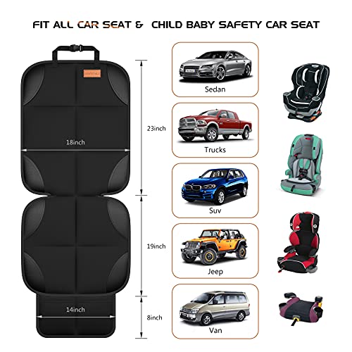 SMART ELF Car Seat Protector, 2Pack Seat Protector Protect Child Seats with Thickest Padding and Non-Slip Backing Mesh Pockets for Baby and Pet,Sedan SUV Truck (Black)