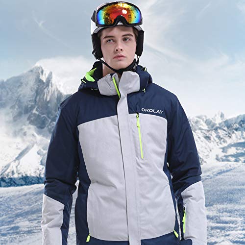 Orolay Men's Mountain Waterproof Ski Jacket Windproof Rain Jacket Winter Warm Snow Coat Acidblue Small