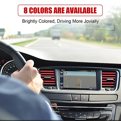 PYHLVCLF 20 Pieces Universal Car Air Conditioner Vent Trim Decoration Strip Accessories, Waterproof Flexible Shiny Auto Car Vent Interior Accessories for All Air Vent Outlet (A-Red - 20 Pieces)