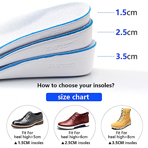 Height Increase Insole Arch Support Breathable Shoe Insoles Heel Lift Inserts Elevator Insoles for Men (1.5cm Height)
