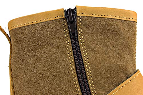 OSSTONE Moto Boots for Men Fashion Zipper-up Leather Chukka Boots Casual Shoes 5008-1-F-13 Beige
