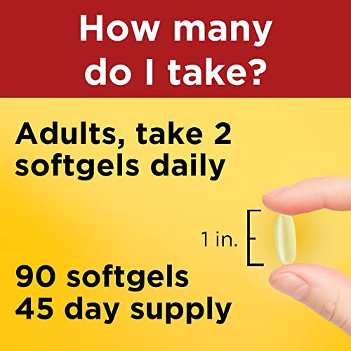 Nature Made Fish Oil 1000 mg Softgels, Omega 3 Fish Oil Supplements for Healthy Heart Support with 90 Softgels, 45 Day Supply