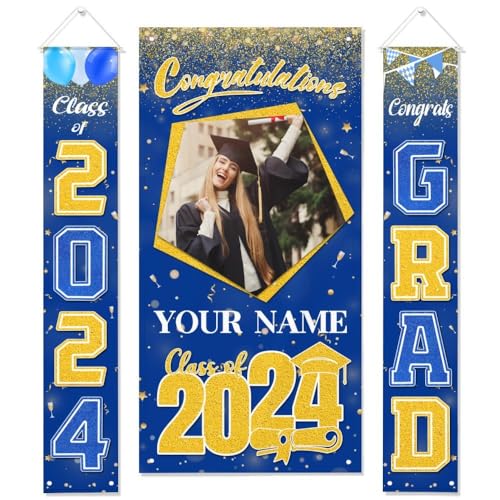Graduation Yard Signs Class of 2024 - Blue Graduation Decorations - 2024 Graduation Party Decorations - Congratulations Banner for College High School