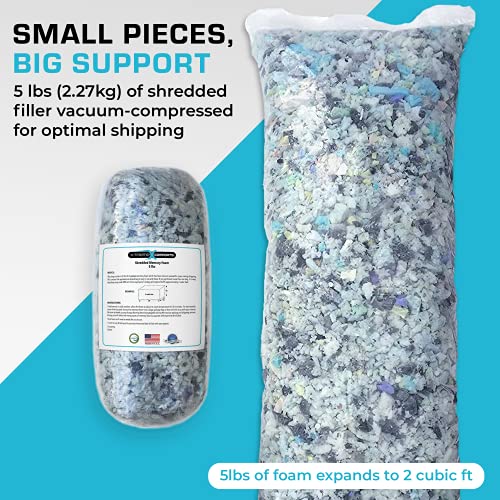 Xtreme Comforts 5 LBS Bean Bag Filler w/Shredded Memory Foam - Pillow Stuffing Material for Couch Pillows, Cushions, Bean Bag Refill Filling, & More Poly Fil/Polyfill Stuffing Needs (5 Pounds)