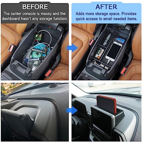 TOPINSTALL New Tray 2PCS Set Compatible with 2021-2024 Ford Bronco Sport Accessories, Armrest Storage Console Organizer Dash Tray Insert Phone Holder (Not for Escape & Bronco & 2025 Dashboard)