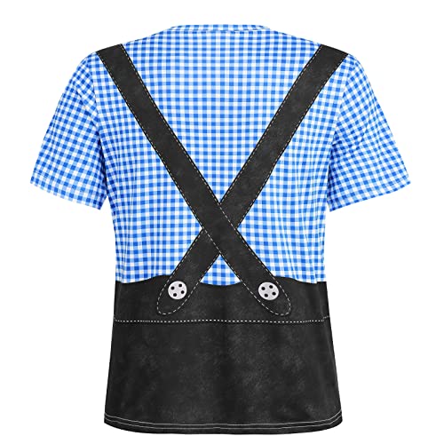 Colorful House Octoberfest Costume Bavarian Shirt Octoberfest Costumes Mens Lederhosen Shirt for Men(Black, Medium)