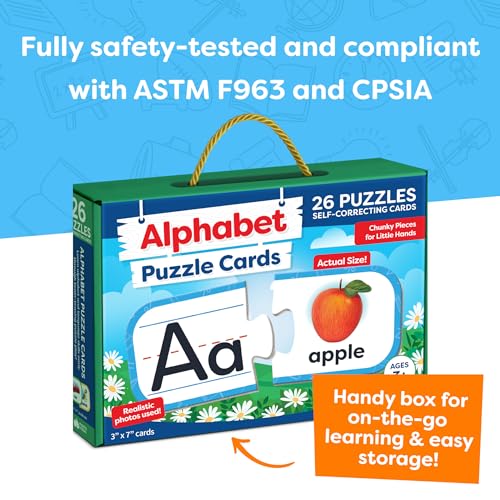 Alphabet Puzzle Games for Kindergarten - 26 Pairs Self-Correcting ABC Puzzle Alphabet Matching Game - ABC Learning for Toddlers - Sturdy Alphabet Learning Toys Learning Letters Matching Game