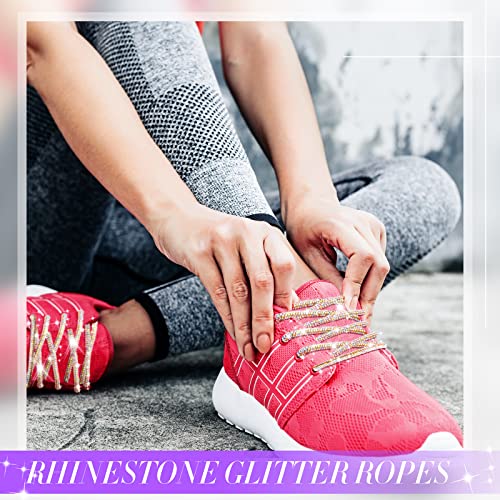 Juinte 4 Piece Rhinestone Shoe Laces Crystal Glitter Rope Bling Hoodie String Rhinestone Glitter Rope for Sneakers Sweatpants (AB Color)