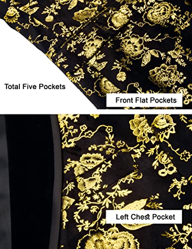COOFANDY Mens Floral Tuxedo Jacket Velvet Blazer Jacket Dinner Prom Suit Regular Fit White