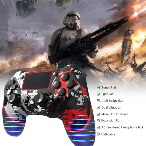 SZYUYU Wireless Controller for Ps4 Romote Compatible with Ps4/Slim/Pro/Windows PC, Controller for Ps4 with 3.5mm Audio Jack, Touch Pad,Six Axis Motion Control, Charging Cable (Flame White)