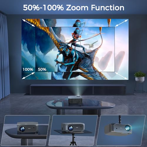 FUDONI Projector with 5G WiFi and Bluetooth, 15000L Outdoor Movie Projector Native 1080P 4k Supported, Portable Projector, Home Theater Projector for iOS/Android/TV Stick/Laptop/HDMI/USB