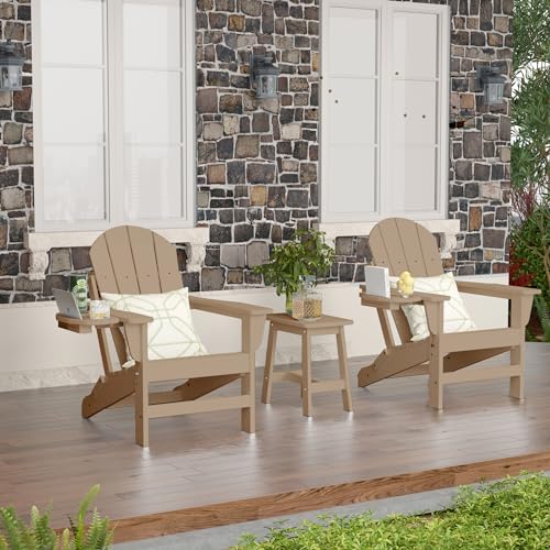 NAVINE Adirondack Chair, HDPE Folding Adirondack Chair with Multifunctional Cup Holder, Weather Resistant Fire Pit Chair for porches, patios, patios, poolsides, Decks.