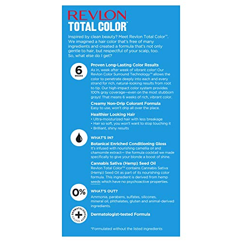Revlon Total Color Permanent Hair Color, Clean and Vegan, 100% Gray Coverage Hair Dye, 100 Extra Light Natural Blonde, 3.5 oz