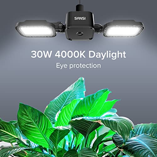 SANSI LED Grow Lights for Indoor Plants, Full Spectrum and High PPF, 30W E26 Base Indoor Grow Lights for 2x2ft Wide Lighting, for Seed Starting, Blooming and Green House