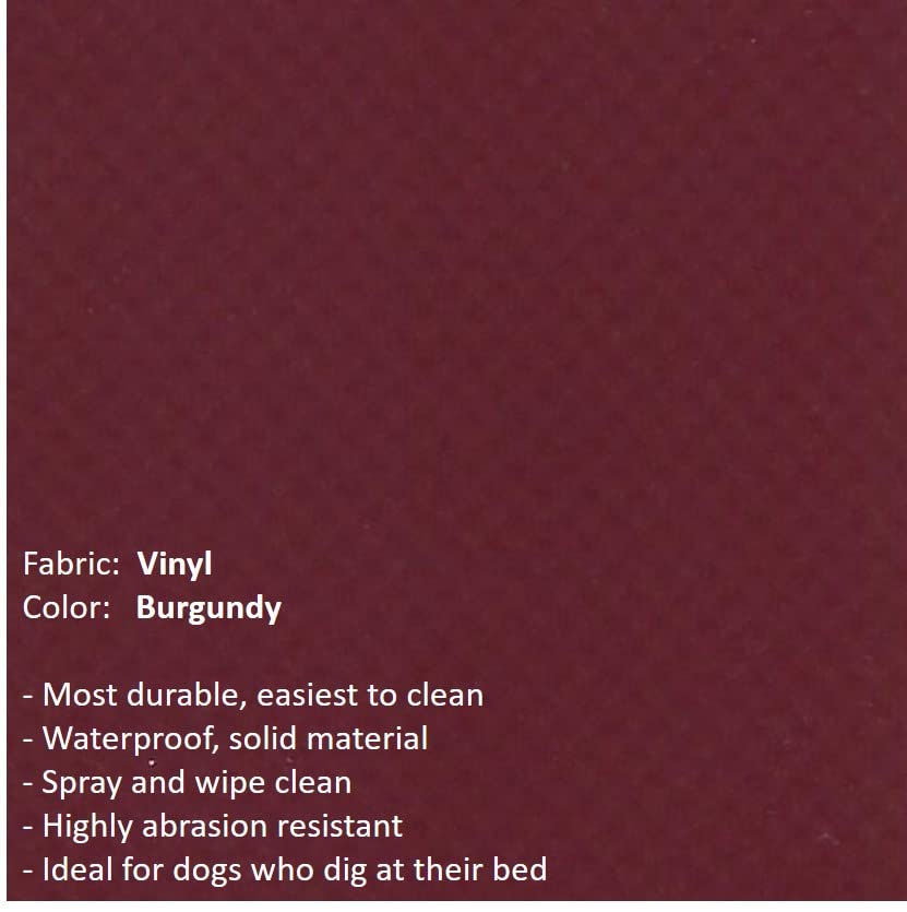 Kuranda Chewproof Bed - Silver Aluminum - 30" x 20" - Heavy Duty Vinyl - Burgundy