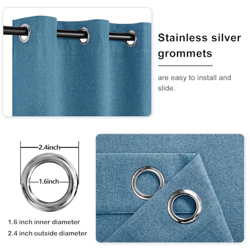 DWCN Faux Linen 100% Blackout Patio Door Curtain 108 Inches Long, Extra Wide Thermal Insulated Grommet Curtain Drapes for Living Room/Sliding Glass Door - 100W x 108L Inch, Dark Grey, 1 Panel