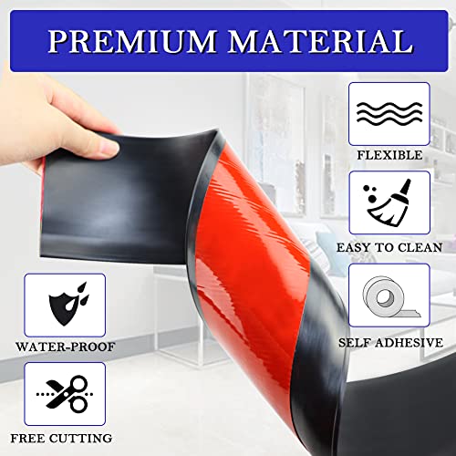 LSGCQ Flexible Baseboard Molding Trim 4 Inch x 40 Feet Self-Adhesive Vinyl Wall Base Peel and Stick Cove Base Rubber Wall Moulding Trim (Black)
