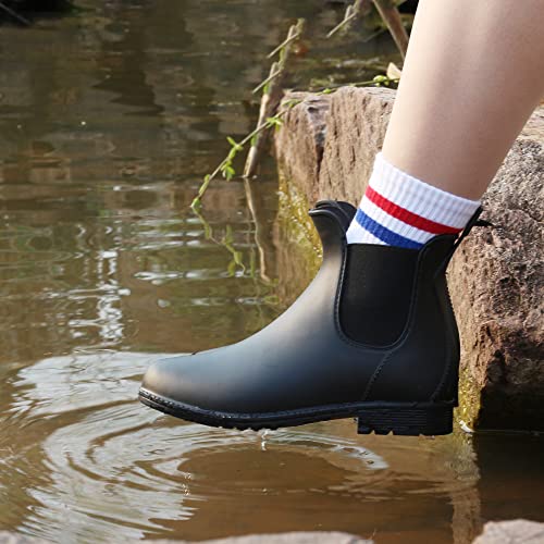 Yvmurain Women's Short Rain Boots Waterproof Work Shoes Lightweight Anti Slip Garden Shoes Rubber Ankle Chelsea Booties