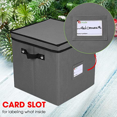 Primode Holiday Ornament Storage Chest, With 4 Trays Holds Up to 64 Ornaments Balls, With Dividers (Gray)