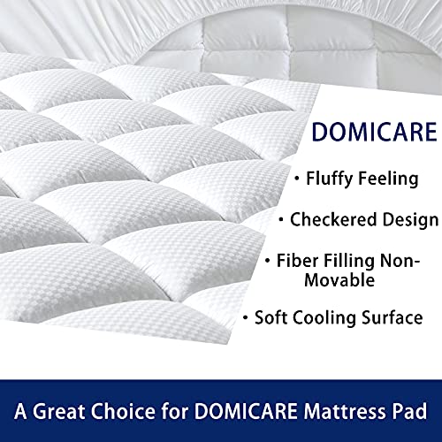 DOMICARE Twin Size Mattress Pad Cover Quilted Fitted Mattress Protector with Deep Pocket (8-21Inch), Cooling Mattress Topper Pillow Top-White