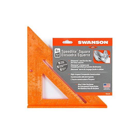 Swanson Tool Co T0118 8 inch Orange Composite Speedlite Speed Square Layout Tool, Made of High Impact Polystyrene (Pack of 2)