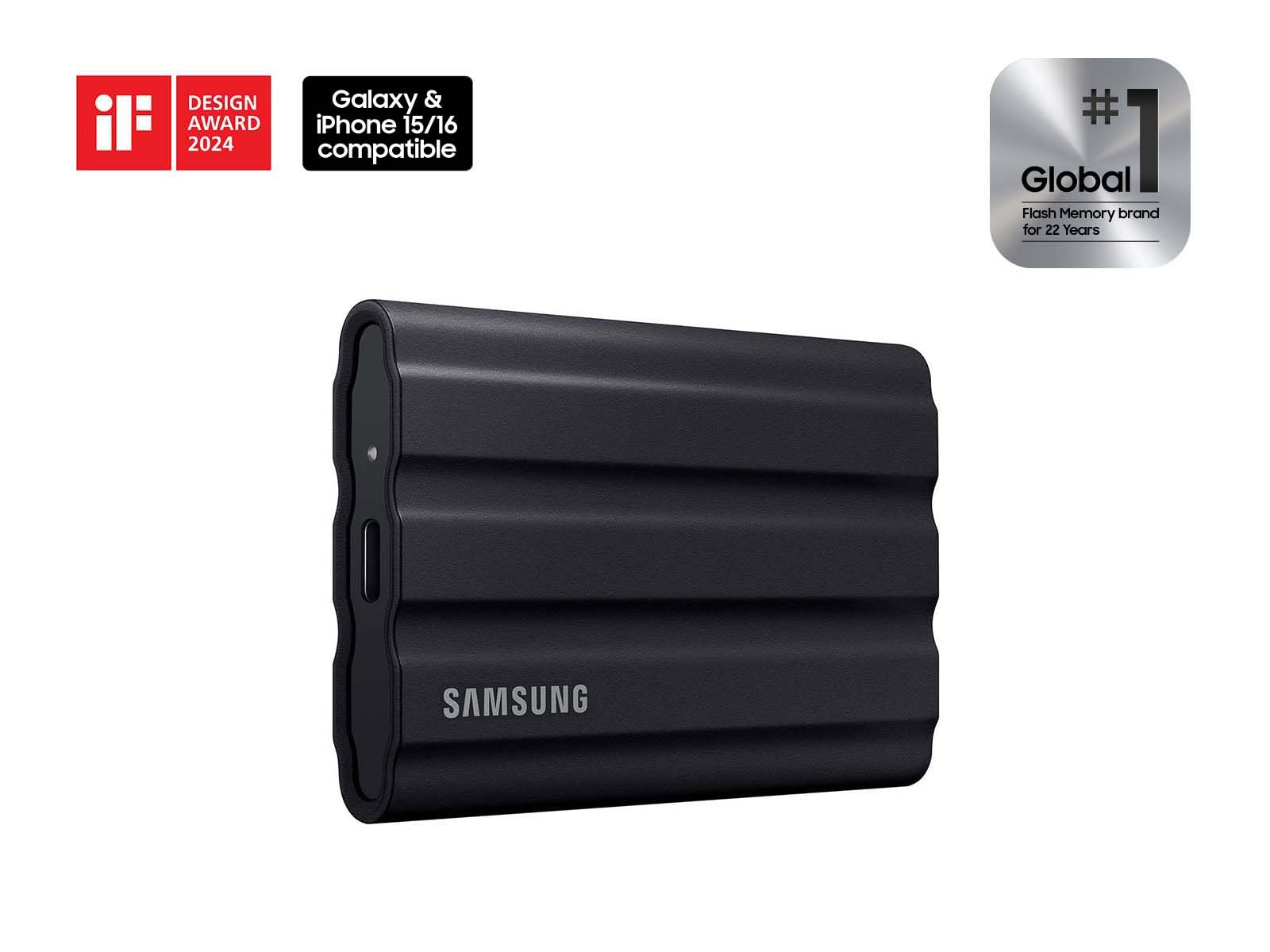 SAMSUNG T7 Shield 2TB, Portable SSD, up-to 1050MB/s, USB 3.2 Gen2, Rugged,IP65 Water & Dust Resistant, for Photographers, Content Creators and Gaming, Extenal Solid State Drive (MU-PE2T0S/AM), Black