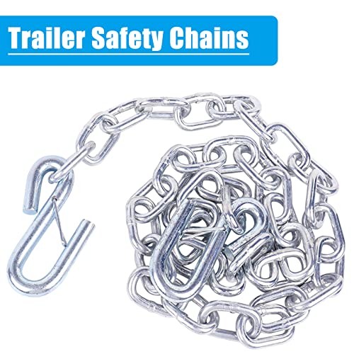Tnyeobae 48" Trailer Safety Chain with 1/4" Spring Hook,Grade-30 Metal Safety Chain Kit 3500 lbs (pack of 2)