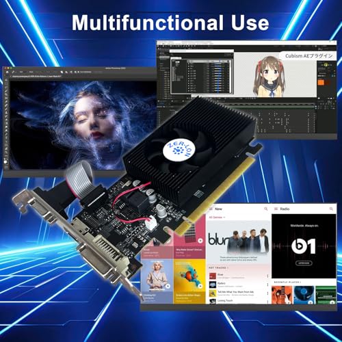 ZER-LON GT 730 Graphics Card, Computer Low Profile GPU, 4GB 128Bit GDDR3 PCIe x16, HDMI/VGA/DVI, DirectX 11, PhysX, OpenGL 3.1, Desktop Gaming Video Card, Support 2K (with Bracket)