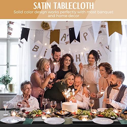 Lounsweer 8 Packs Satin Tablecloth 102 x 58 Inches Rectangle Table Cover Silk Smooth Fabric Party Table Cloth for Rectangle Parties, Holiday Dinner Wedding Banquet Decoration(Silver)