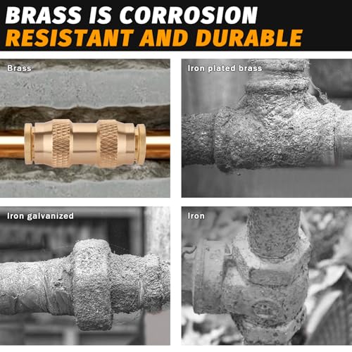 HaSaoMoi 1/2" Air Brake Line Fitting, (Half an inch) DOT Brass Push in Fitting, Push to Connect Union Fittings Air Brake Union 1/2" Tube OD for Trucks Trailers andIndustrial Use (4 Pack)