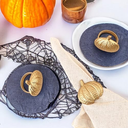 Napkin Rings Set of 12 Rustic Metal Napkin Rings Boho Leaf Glass Bead Farmhouse Spring Fall Napkin Ring Holder for Family Dining Banquet Wedding Christmas Easter Holiday Table Décor - Golden