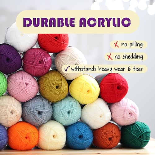 Acrylic Yarn for Crocheting & Knitting - Crochet Yarn for Crocheting, Knitting Yarn, Soft Yarn for Crocheting, 3 Pack of 370 Yds Yarn for Knitting & Amigurumi, Medium Worsted Weight Yarn 4, Denim Blue