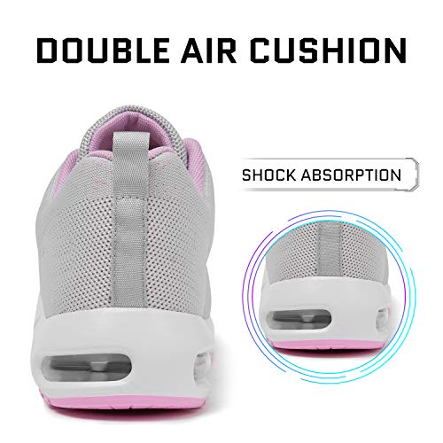 Mishansha Women's Casual Road Running Shoes Comfortable Arch Support Air Cushion Gym Shoes Training Walking Sneakers Athletic Grey 6