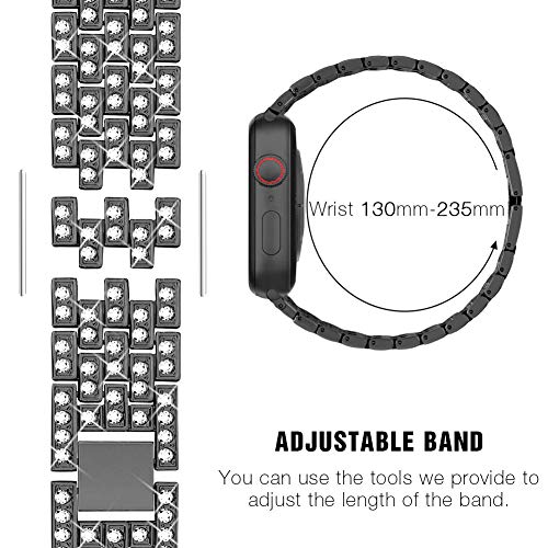 SUPOIX Compatible with Apple Watch Band 41mm + Case, Women Jewelry Bling Diamond Rhinestone Replacement Metal Strap &Soft TPU Protector Case for iWatch Series 8/7(Starlight)