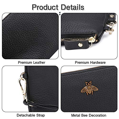 imeetu Women's Wristlet Clutch Purse Leather Cell Phone Wallet Handbag with Wrist Strap(light brown)