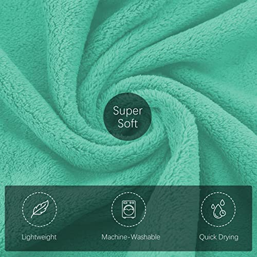 TENSTARS Silk Hemming Hand Towels for Bathroom - Quick Drying - Ultra Soft Microfiber Absorbent Towel for Bath Fitness, Gym, Shower, Hotel, and Spa - 16x28 Inch | Set of 6, Light Teal