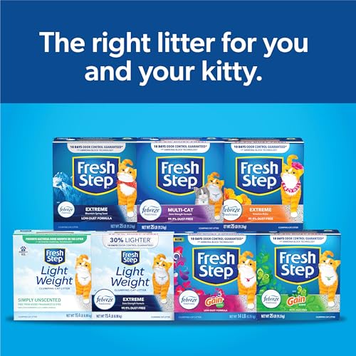 Fresh Step Extreme Clumping Litter With Febreze Freshness, Mountain Spring Scent Clumping Cat Litter With Guaranteed Odor Control, 14 lb. Box